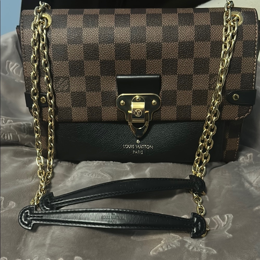 Louis Vuitton Damier Ebene Crossbody Bag with Gold Chain